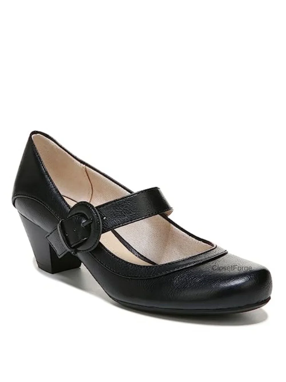 LifeStride Rozz Mary Jane Pumps Faux Leather Block Heel Slip-On Comfort Shoes